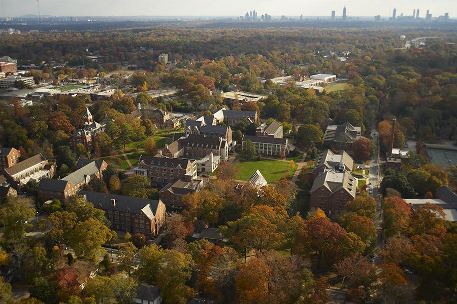 overhead shot of campus